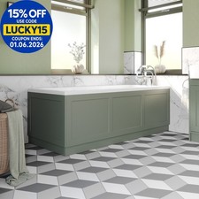 1700/700mm Bath Panel Pack Front Side End Traditional Bathroom MDF Matt Green