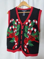 Eagle Eye Vest Medium Candy Cane Bow Christmas Holiday Festive