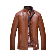 Men warm Winter Casual Leather Jacket - Black