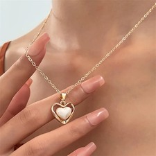 Women's Gold Plated Zircon Heart Shaped Pendant Necklace