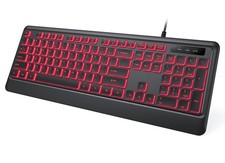 Backlit Wired Keyboard, USB Lighted Computer Keyboards with 7 Colors Backligh...