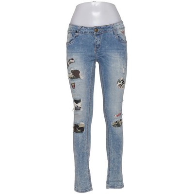 Jeans, Größe: L, Blau/Mehrfarbig, Baumwolle/Elasthan, Print, Denim, Damen #skT