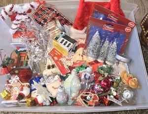 Large Christmas Craft Lot Ornaments Village Houses Trees DIY Holiday Decor Bulk