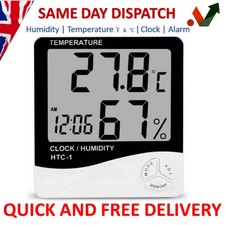 Digital Clock LCD Indoor Thermometer Hygrometer Humidity Meter Monitor Sensor UK