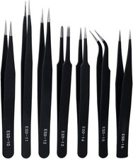 Precis ESD Anti-Static Tweezers, Stainl Steel Tweezers Set for