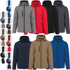 Mens Softshell Hood Jacket Fleece Lined Water Resistant Removable Sleeves & Hood