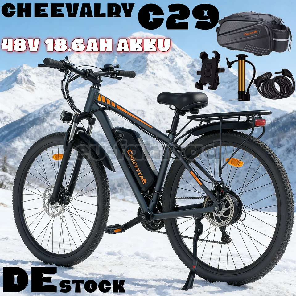 Cheevalry C29 48V 18,6AH Elektrofahrrad 29 Zoll E-Mountainbike 90km Herren/Damen