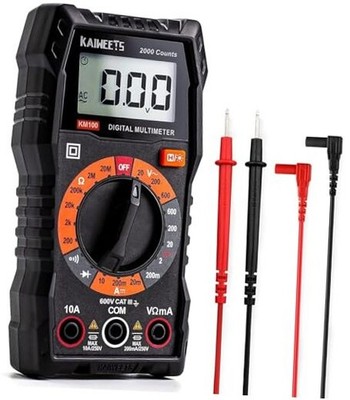  Digital Multimeter with Case, DC AC Voltmeter, Ohm Volt Amp Test Meter KM100