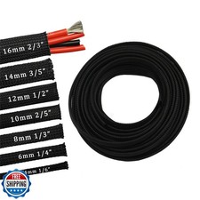 30ft PET Expandable Sleeving Wire Cable Sleeve 2/3", Black 