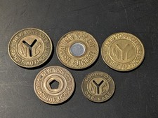 Set of 5 Vintage New York City Subway Transit Tokens