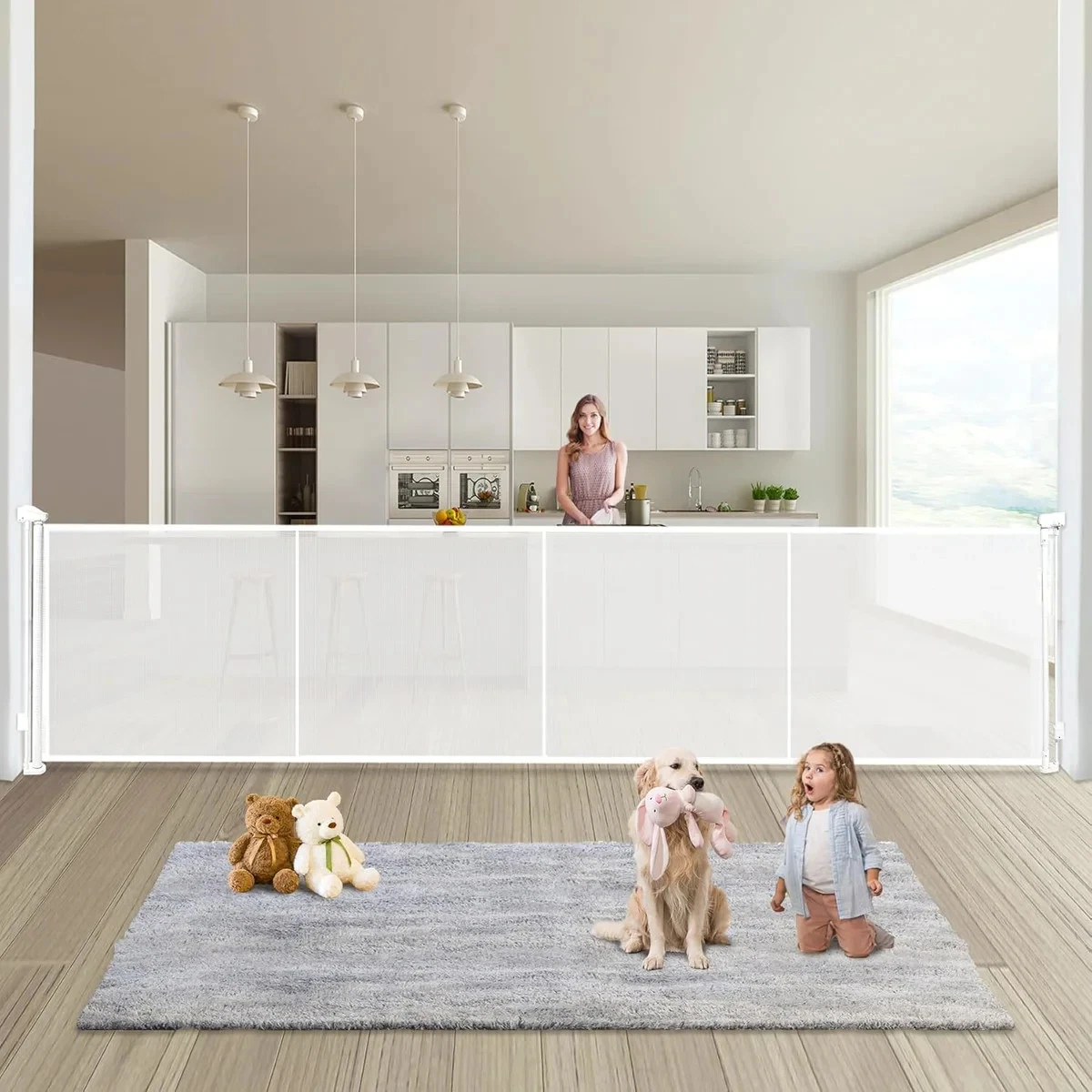 Pravoluxmax 160" Retractable Baby Gate 37" Tall Extra Wide Pet Safety Gate.
Opens in a new window or