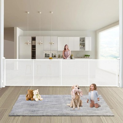 Pravoluxmax 160'' Retractable Baby Gate 37'' Tall Extra Wide Pet Safety Gate.-