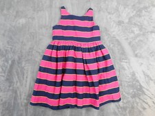 Polo Ralph Lauren Dress Girls 6 Navy Pink Stripe Sleeveless Button Back Summer