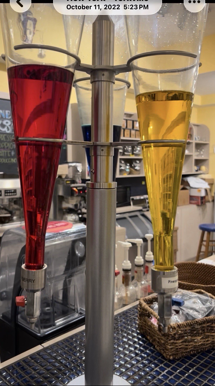 3-Container Rotating Glass Beverage Dispenser Unique commercial-style.