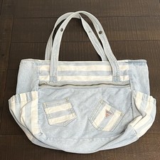 Guess Women's Light Blue Denim Baby Diaper Jeans Bag Sz L