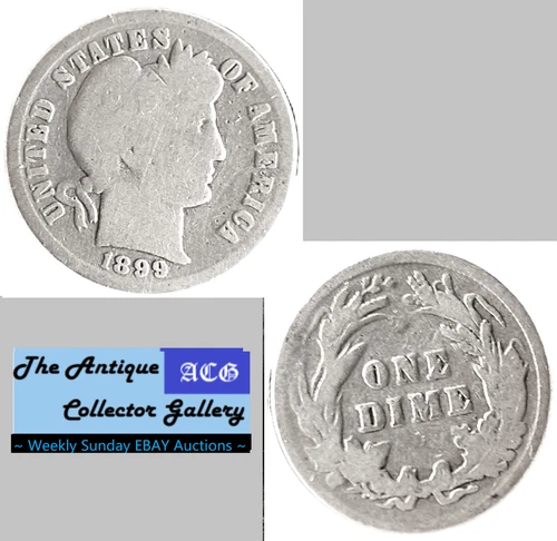 Antique 1899⌛US Philadelphia Mint Silver Barber Dime🪙🪙