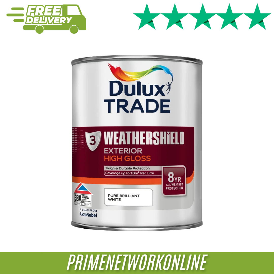 Dulux Trade Weathershield Exterior High Gloss Pure Brilliant White 5L 100% NEW