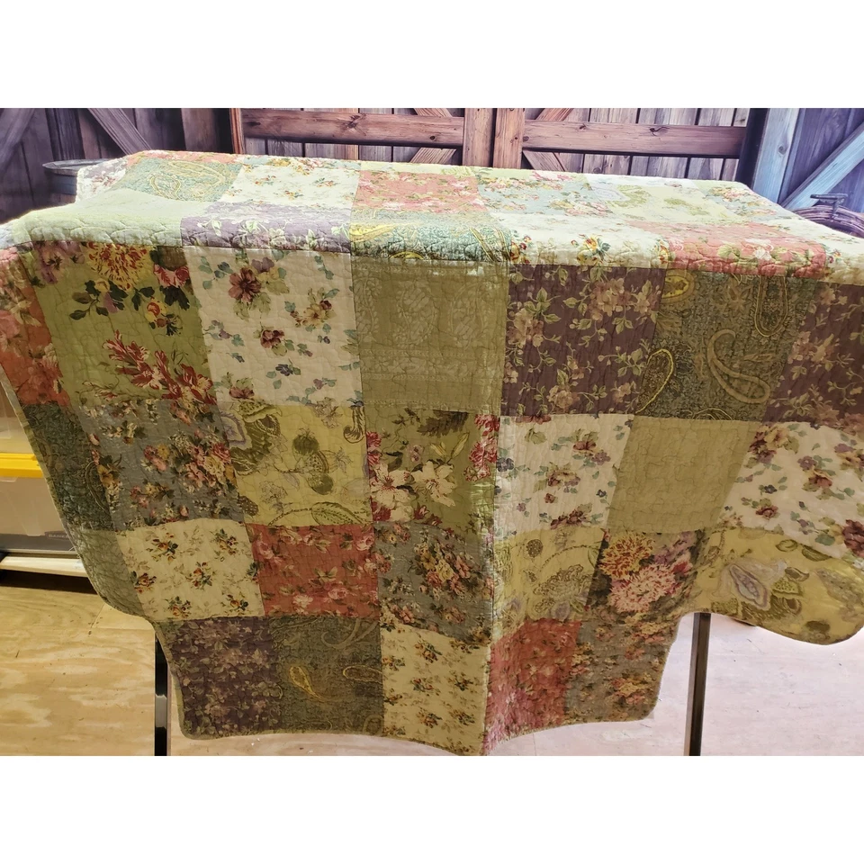 Manta Edredón Floreciente Pradera Patchwork Floral Ropa de Cama Doble Flores Paisley Foto 2 de 4