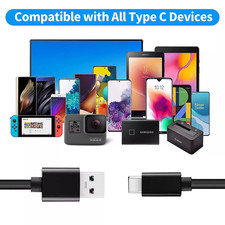 USB-A to USB-C Data Transfer and Charging Cable 1M/2M Black for Type C devices