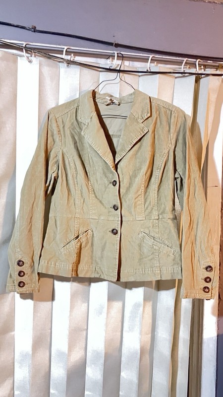 St. John's Bay Women's Large Corduroy Jacket Notch Collar Button Pockets Tan EUC