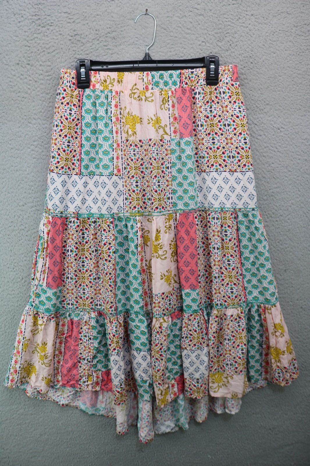 Democracy Patchwork Midi Skirt-Size Large-BOHO-Co… - image 1