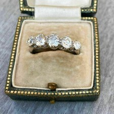 Five Diamond 2.50Ct Round Cut 14k White Gold Finish Anniversary Ring in Size Q