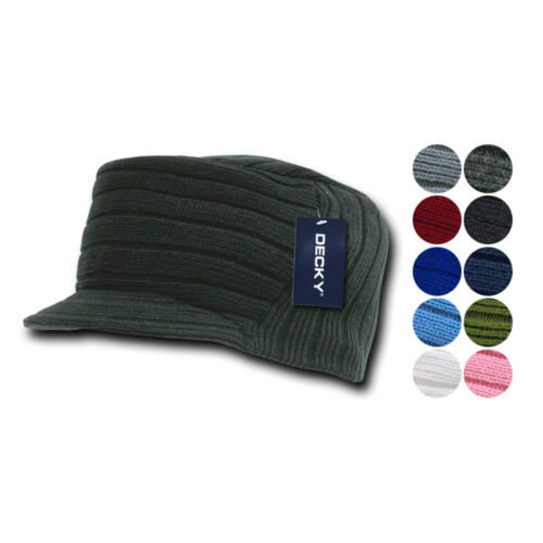 Gi Cadet Army Military Flat Top Beanies Caps Hats Ribbed Knit Visor Ski Winter - Afbeelding 1 van 19