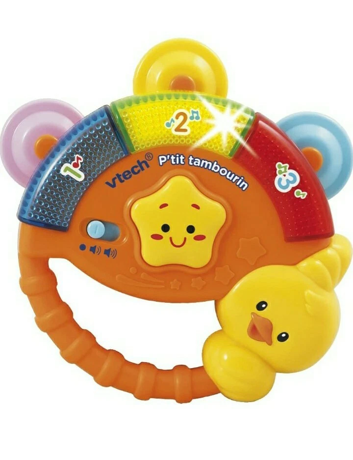 Jouet Vtech P'tit tambourin hochet lumineux enfant  premier age 5 melodies  - Photo 2/4