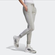 Adidas women Essentials 3-Stripes Fleece Pants Medium Grey/Heather White