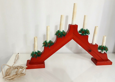 KonstSmide Wooden Bridge Red Christmas Candles Christmas Candles Vintage