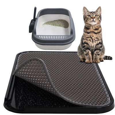COZIWOW Cat Litter Mat 2-Layer Non-Slip Trapping Mat Easy to Clean 24'' x 16''