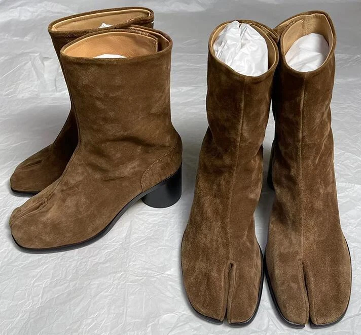 Womens -Block Heels Shoes Tabi Split Toe Ankle Boots Genuine Leather Fall*Winter - Image 3 of 4