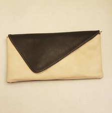 Charming Charlie Gold Chain Black and Beige Crossbody Clutch  