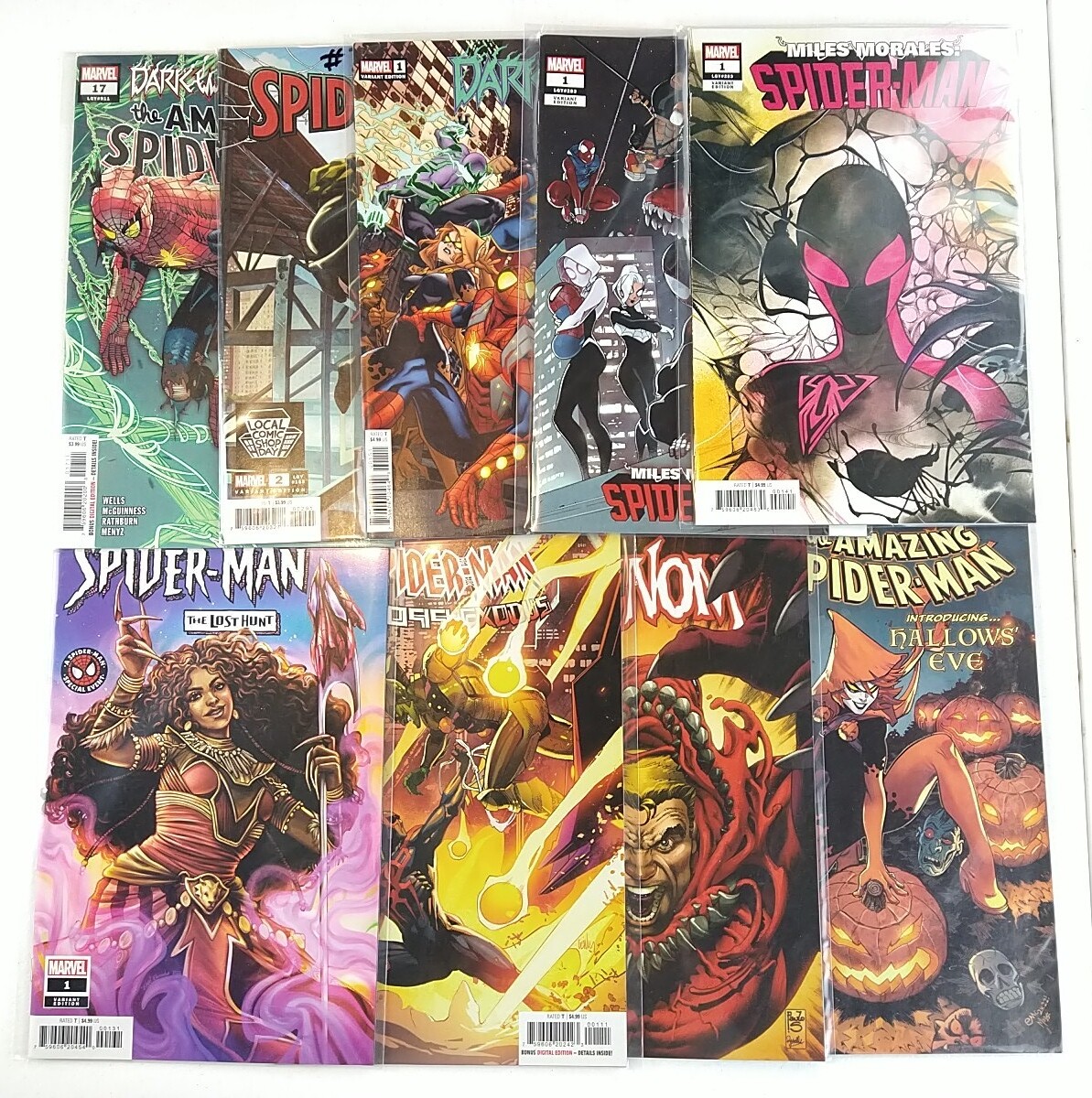 9 Spider-Man Comics Lot Miles Morales 1 Amazing Dark Web Venom