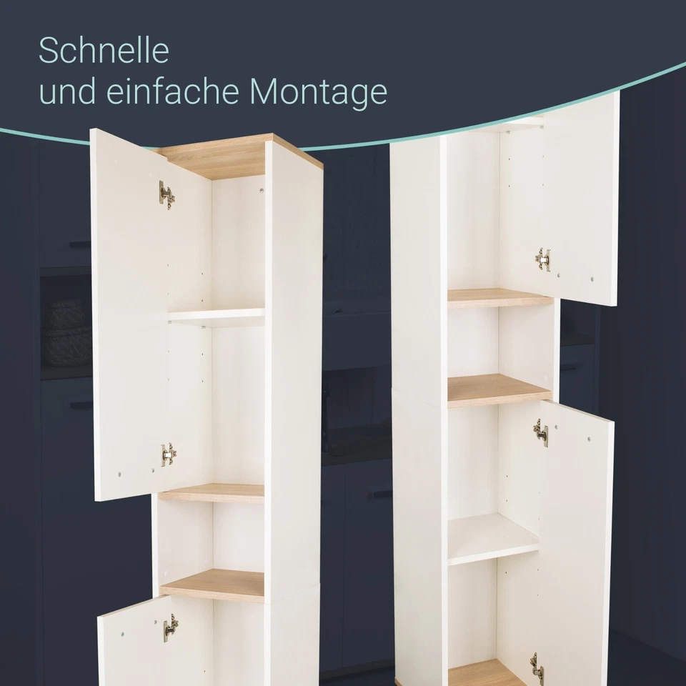 Hochschrank Badschrank 30 cm breit Badmöbel Badezimmerschrank in Weiß BadeDu ARC - Bild 3 von 4