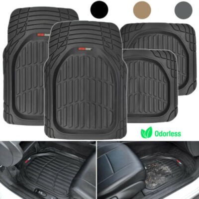 Motor Trend Max Tough Car Rubber Floor Mats Set All Weather Interior Protection