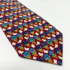 Vintage BURBERRYS Men  s Multicolor Flower Pot Print Tie Made In England