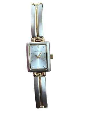 Anne Klein Watch Women Matte Silver Gold Two Tone New Battery 6.5 