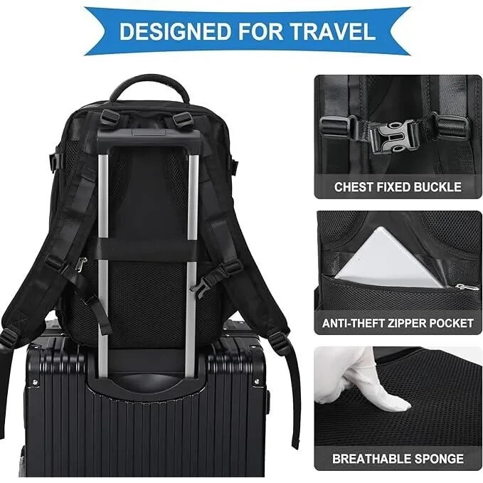 Sac à dos voyage cabine en polyester imperméable gris de 40L