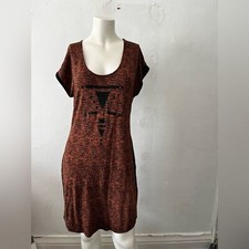 Uniqlo x Vena cava S brown zebra print Geometric Artsy Avante Garde Midi dress