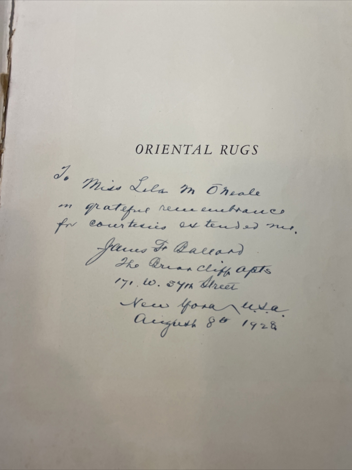 BALLARD COLLECTION OF ORIENTAL RUGS - James F. Ballard 1924 Signed | eBay
