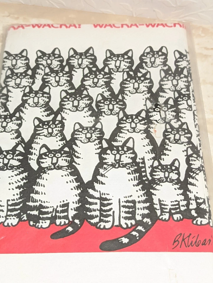 Kliban Cat Vintage Party Table Cover Paper New NOS Black white Red 54x96" - Image 2 of 4