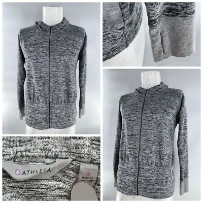 Athleta Full Zip Hoodie Jacket Women S Gray Polyester Spandex YGI J4-132