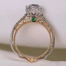 2CT Round Cut Lab Created Diamond Two-Tone 925 Silver Engagement Filigree Ring