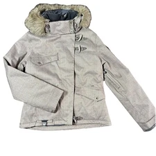 Polar Edge Gold Series Women Size M Winter Hooded Ski Jacket Brown Glen Plaid