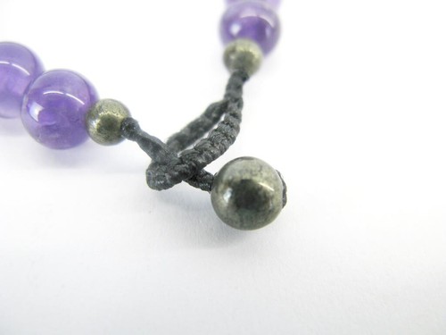 Amethyst Pyrite Halskette, echte Natursteine Heilsteine Edelsteine, Modeschmuck - Bild 5 von 10