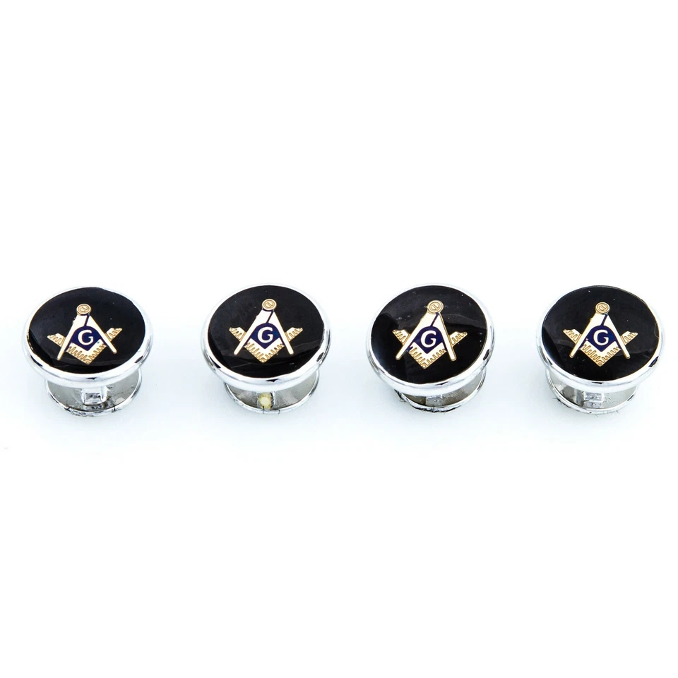 MRCUFF Freemason Masonic Crystal Mason Cufflinks & Studs Tuxedo Set bulk packed - Image 4 of 4