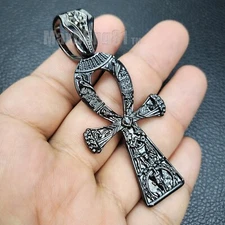 LARGE ANKH CROSS KING TUT HEMATITE BLACK SYMBOL OF LIFE HIP HOP CHARM PENDANT