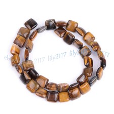 12mm Yellow Tiger's Eye Flat Square Shaped Loose Beads For Jewelry Making 15''