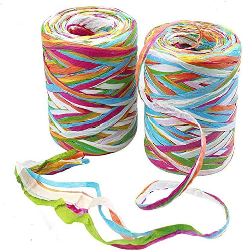 2 Rolls Colored Paper String Raffia Ribbon 160Meters/524 Feet Ribbons ...
